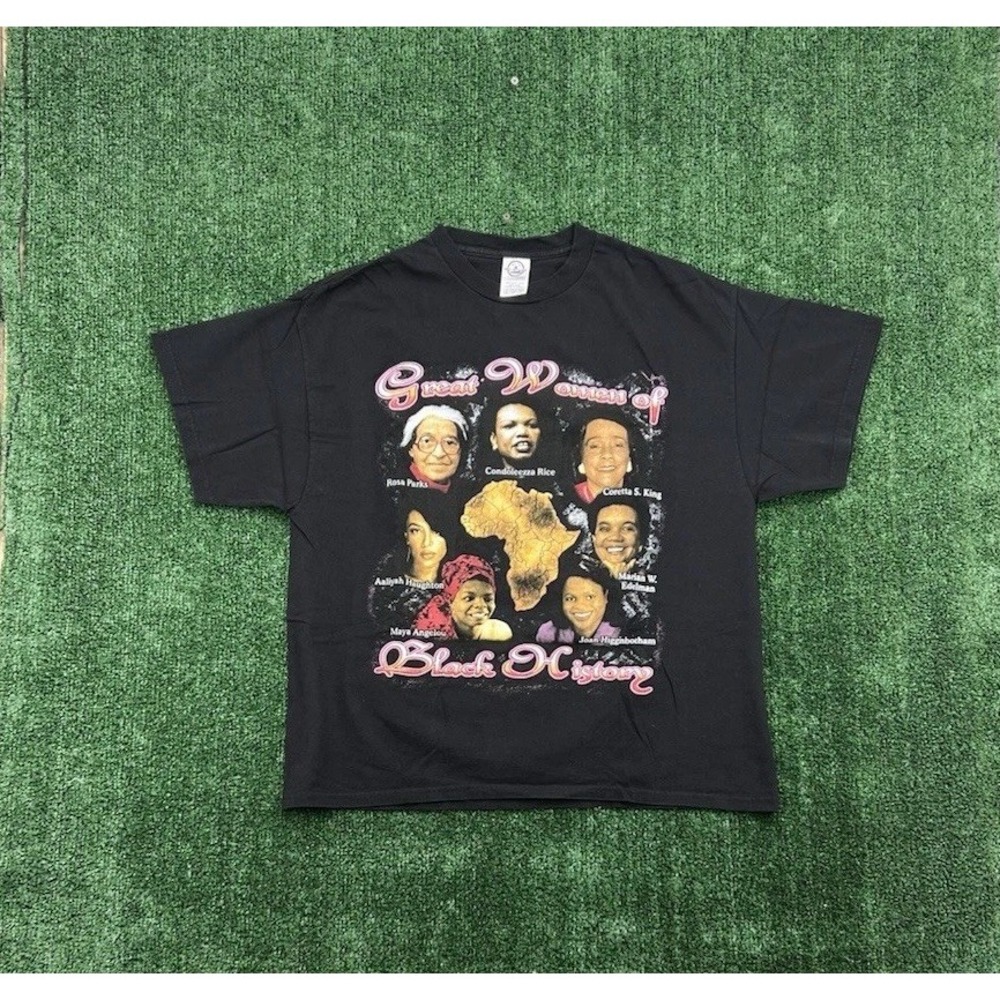 VTG Y2K Gildan African American Women's History Black Shirt Men's Large Rap *